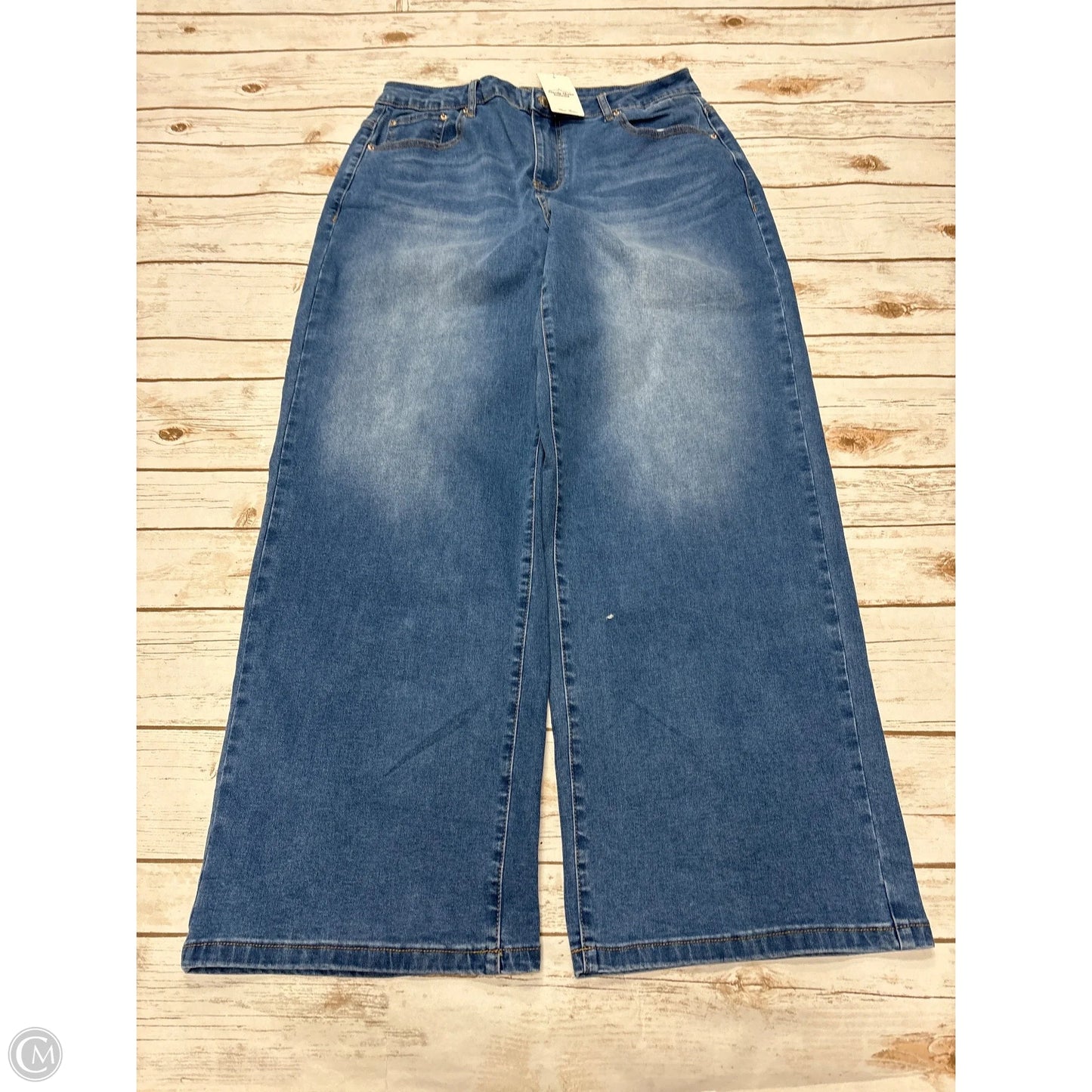 Jeans Wide Leg By Trendy Queen In Blue Denim, Size: 14