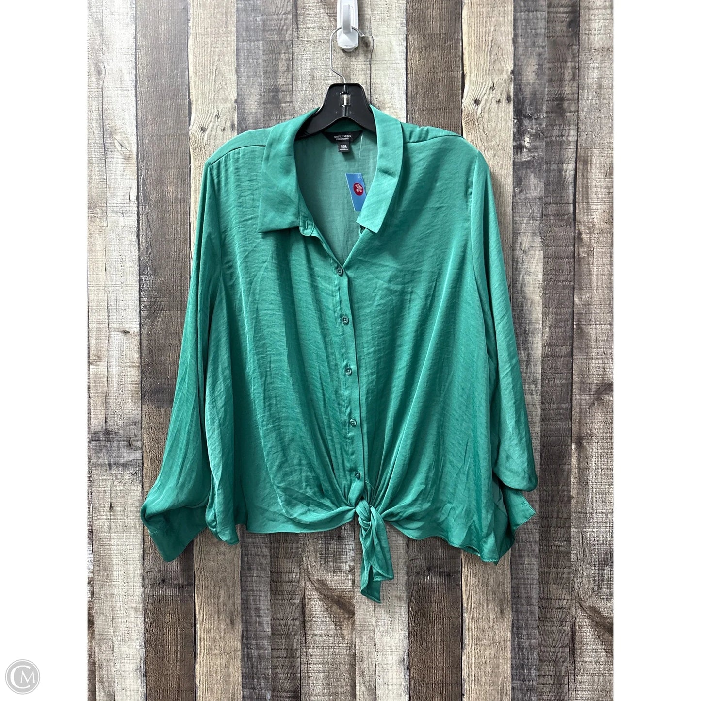 Top Long Sleeve By Simply Vera In Green, Size: Xxl