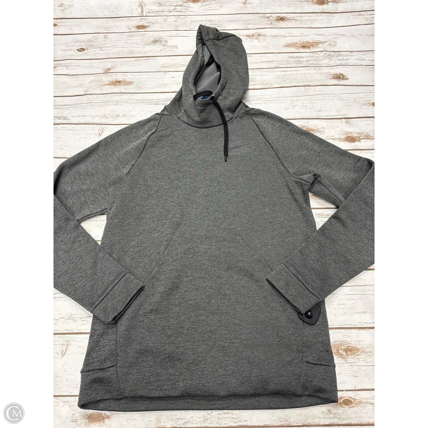 Athletic Sweatshirt Hoodie By Nike In Grey, Size: S