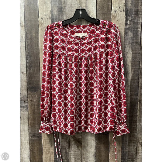Top Long Sleeve By Loft In Red & White, Size: Xs