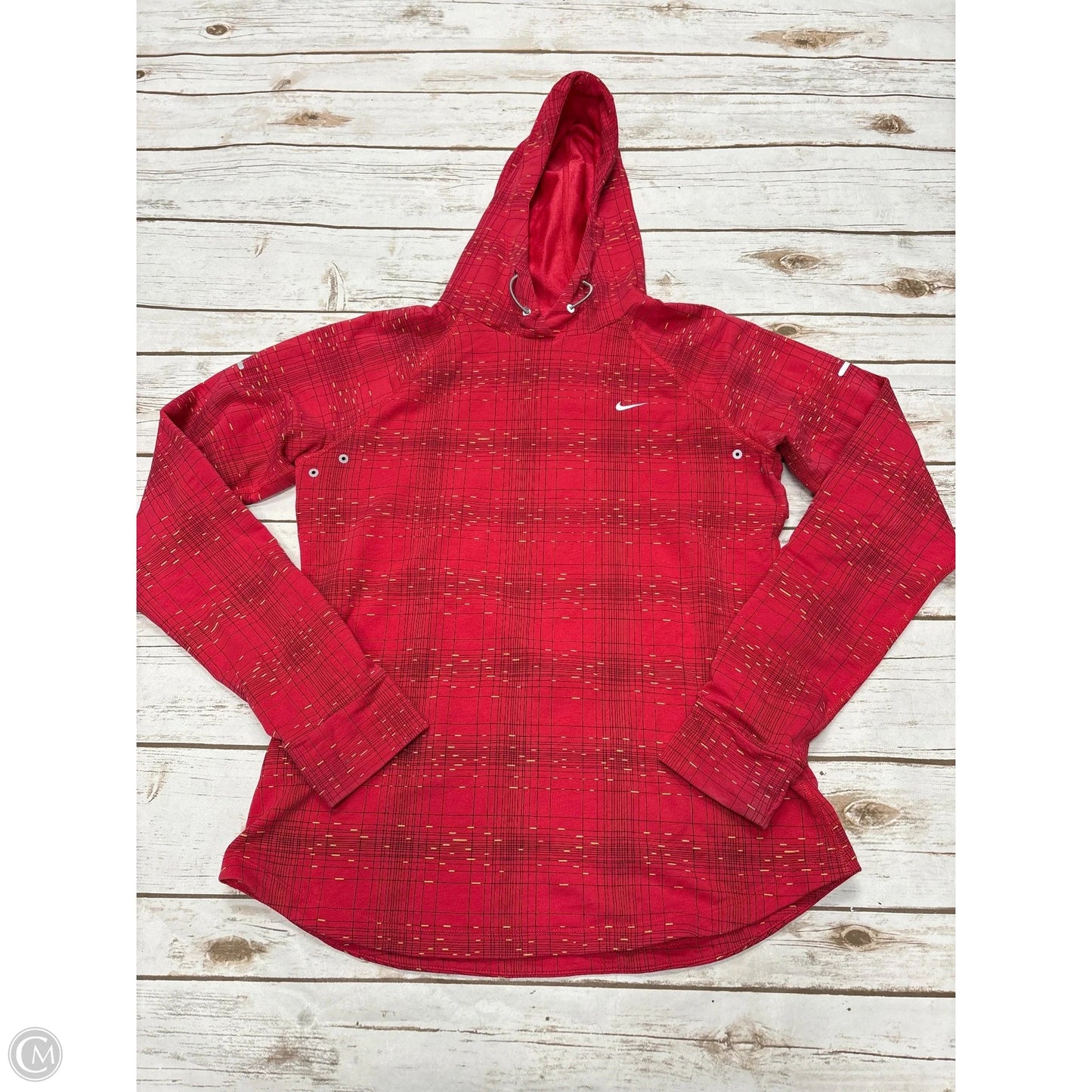 Athletic Top Long Sleeve Collar By Nike In Red, Size: M