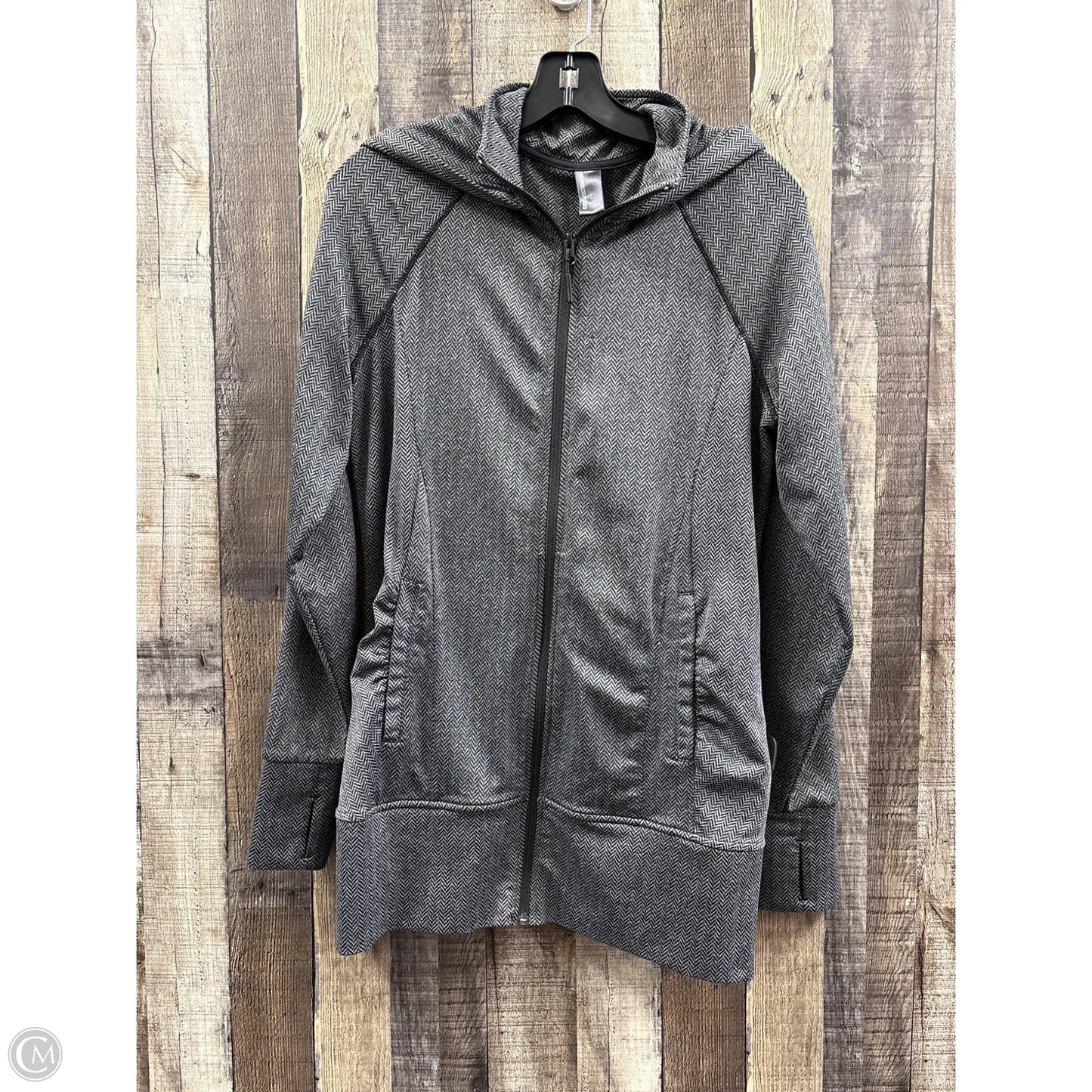 Athletic Jacket By Mondetta In Black & Grey, Size: M