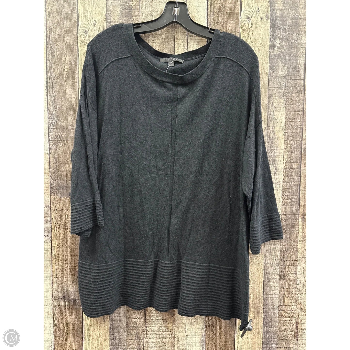 Top 3/4 Sleeve By Cyrus In Black, Size: 1x