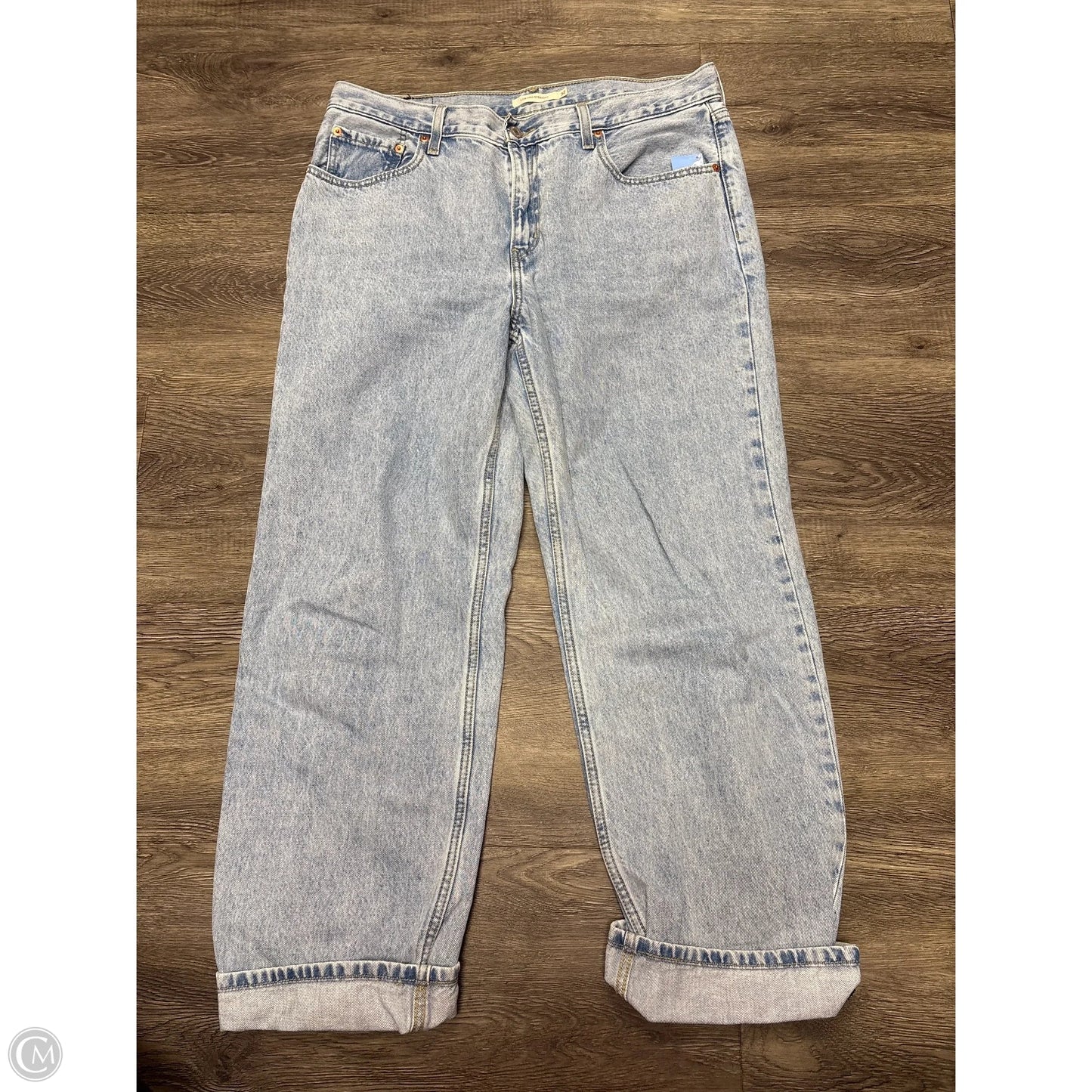 Jeans Straight By Levis In Blue Denim, Size: 14