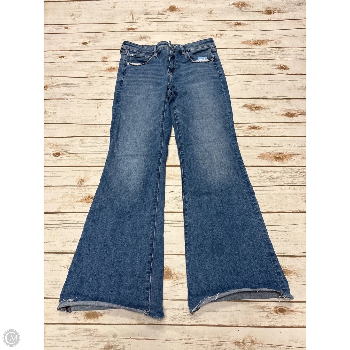Jeans Flared By American Eagle In Blue Denim, Size: 8