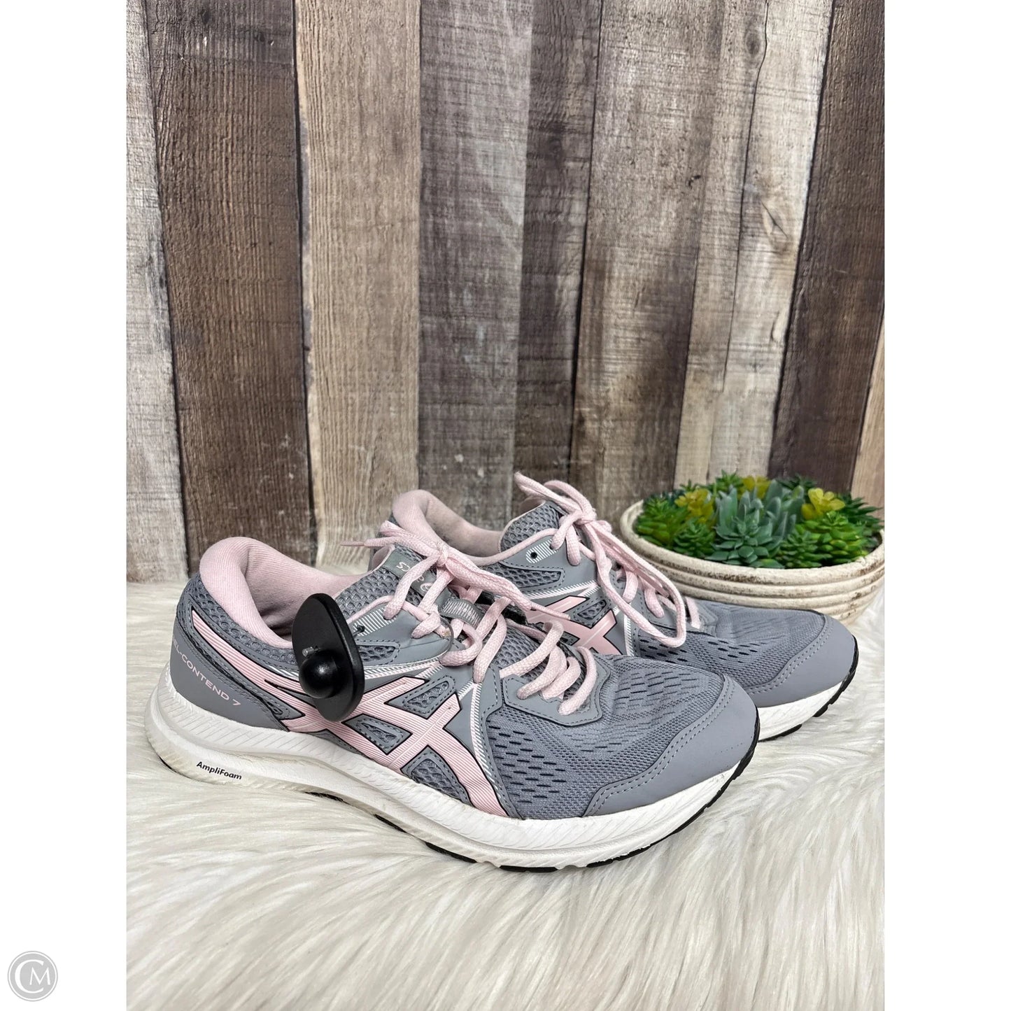 Shoes Athletic By Asics In Grey & Pink, Size: 9