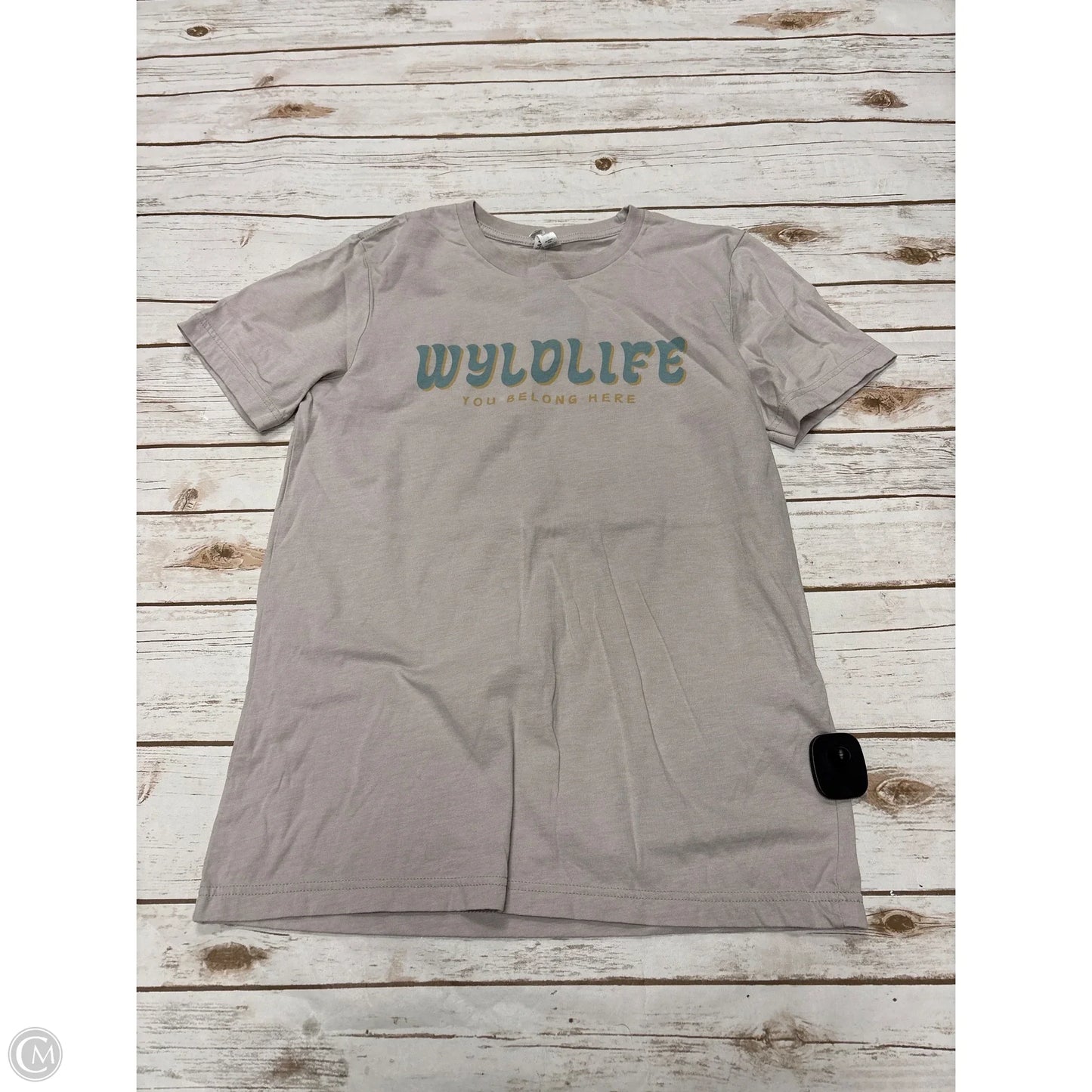 Top Short Sleeve Basic By Canvas In Beige, Size: M