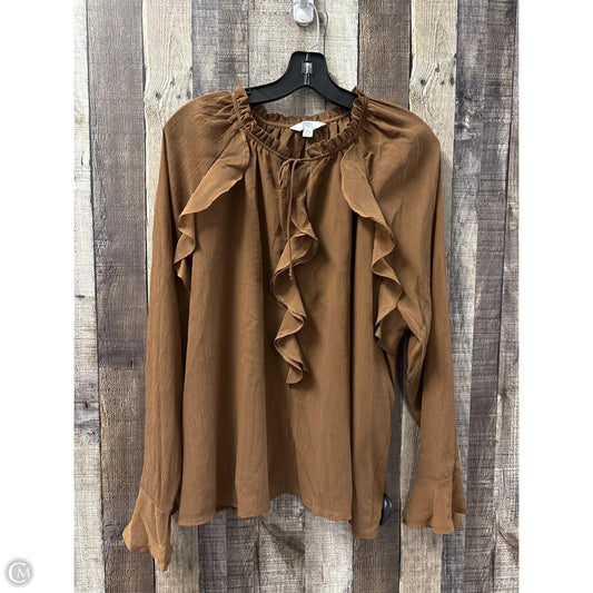 Top Long Sleeve By Time And Tru In Brown, Size: Xl