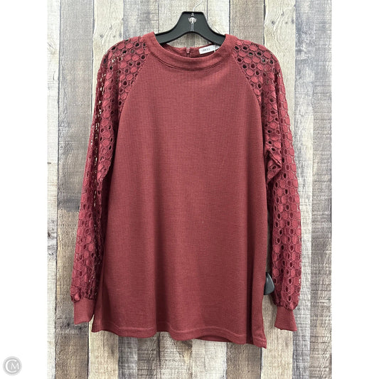 Top Long Sleeve By Miholl In Maroon, Size: M