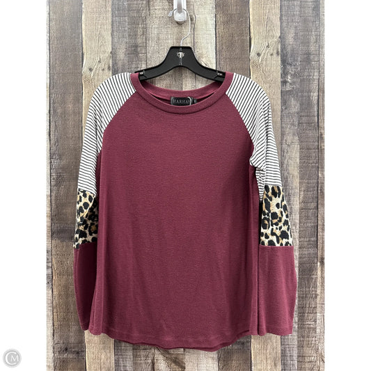 Top Long Sleeve By Cme In Maroon, Size: M