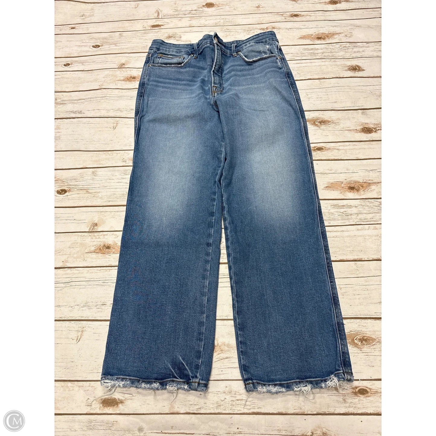 Jeans Straight By Good American In Blue Denim, Size: 12
