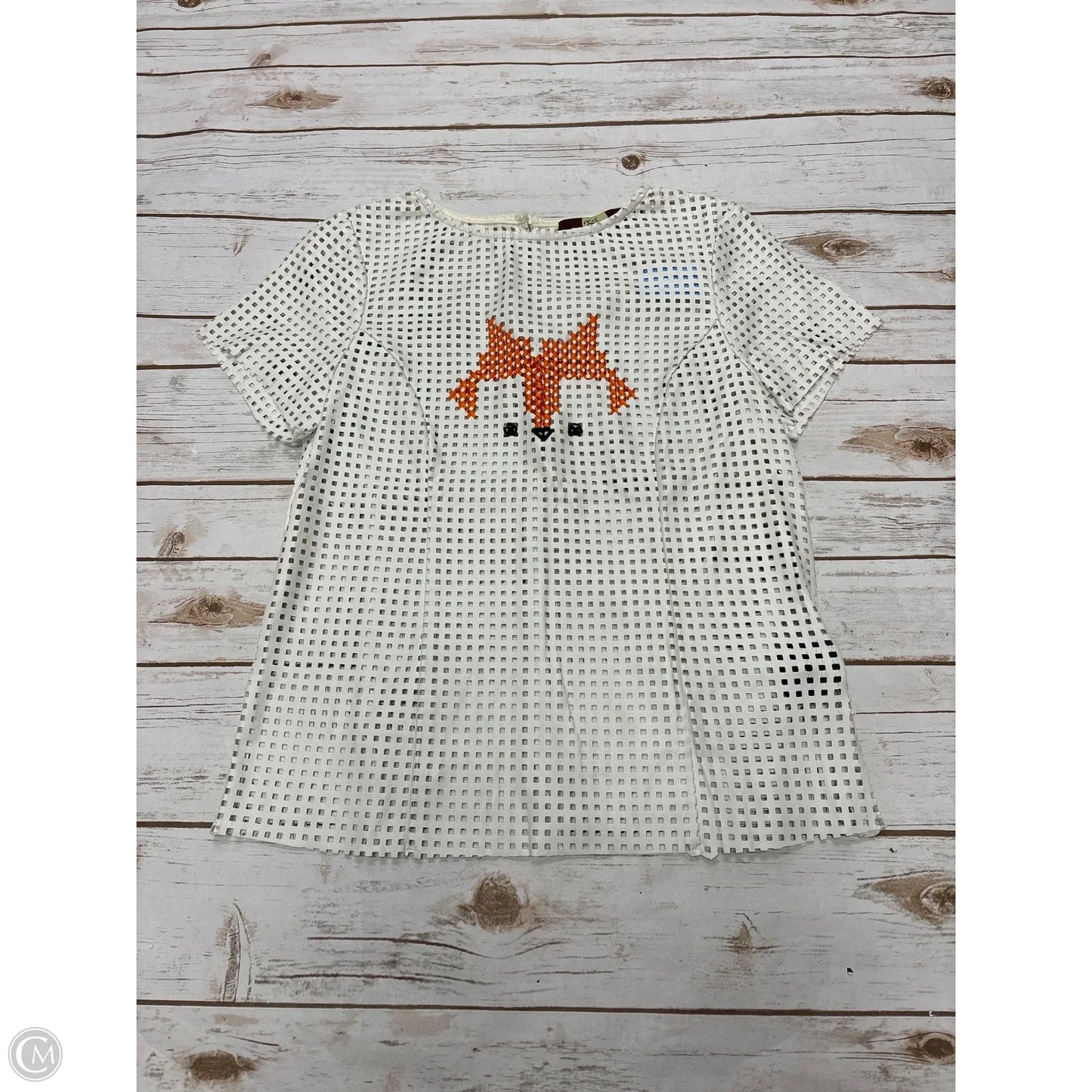 Top Short Sleeve By Eva Franco In Cream, Size: M