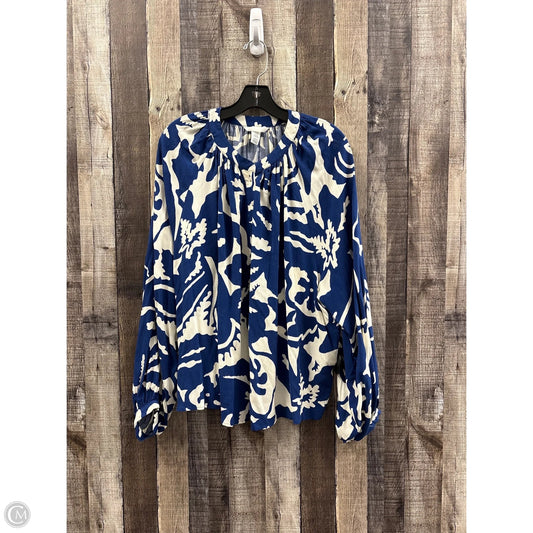Top Long Sleeve By H&m In Blue & White, Size: Xxl