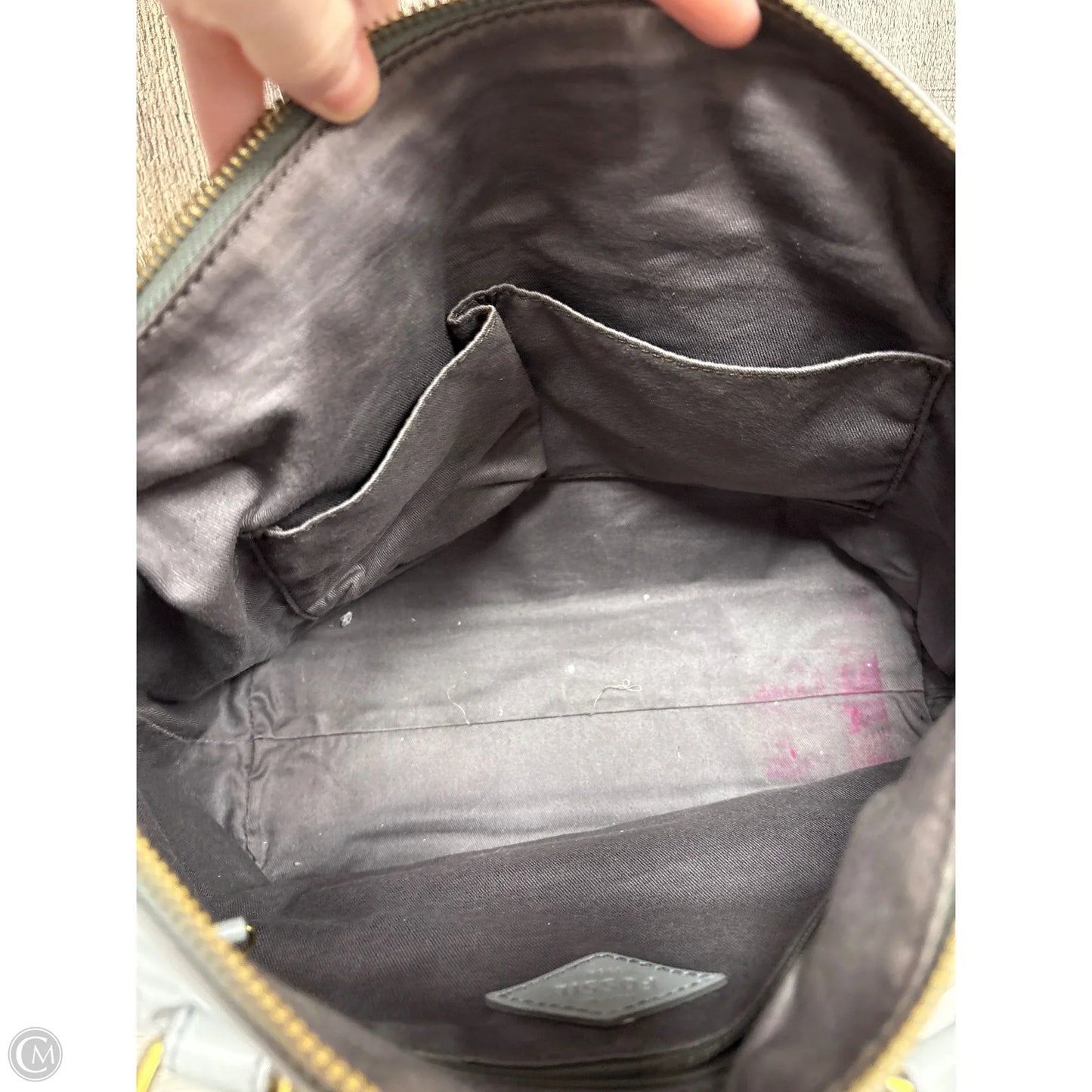 Handbag Leather By Fossil, Size: Medium