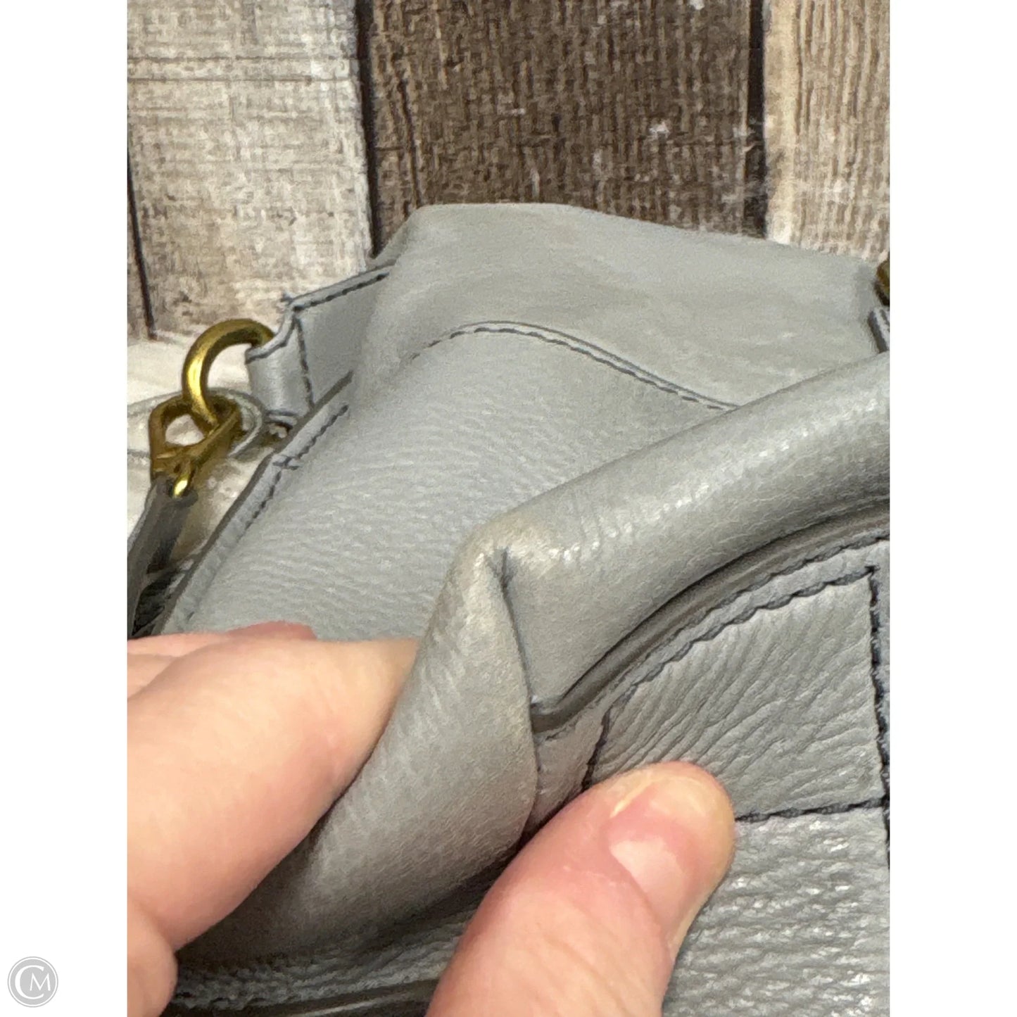 Handbag Leather By Fossil, Size: Medium