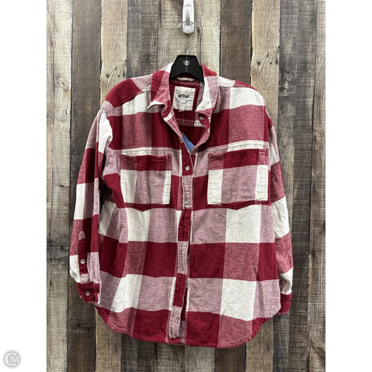 Top Long Sleeve By Aerie In Plaid Pattern, Size: M
