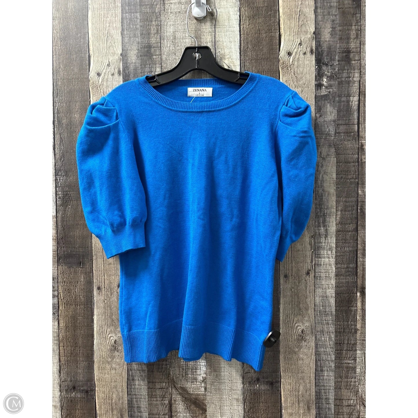 Sweater Short Sleeve By Zenana In Blue, Size: L