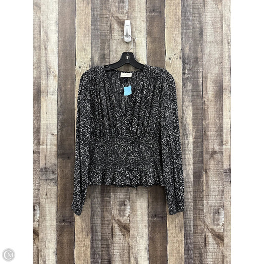 Top Long Sleeve By Universal Thread In Black & White, Size: M