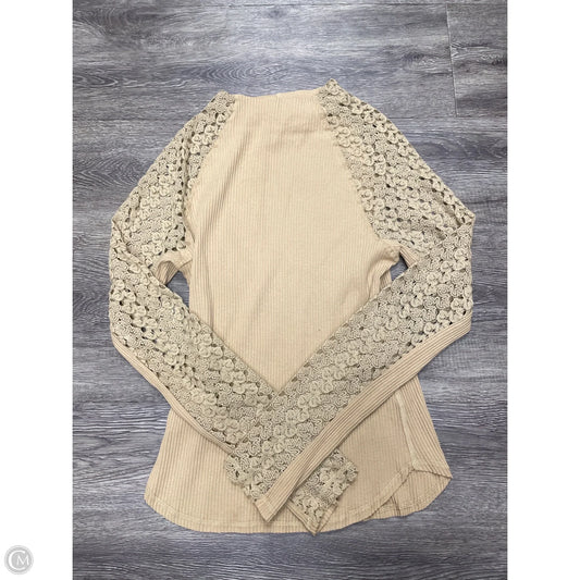 Top Long Sleeve By Cme In Tan, Size: M