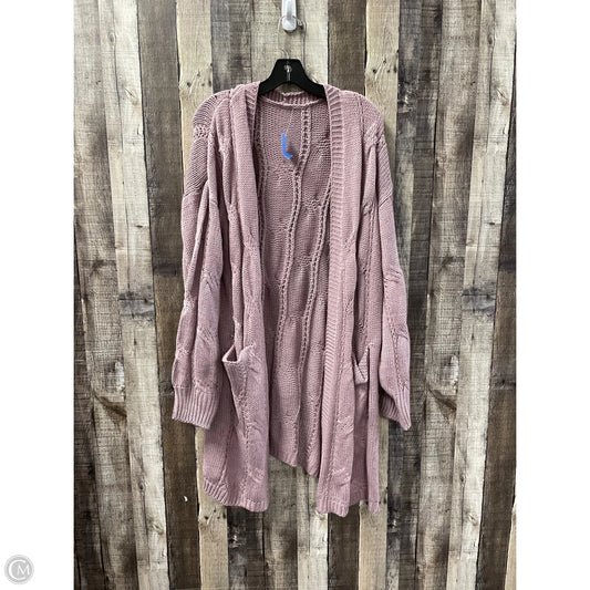 Sweater Cardigan By Cmf In Purple, Size: 2x