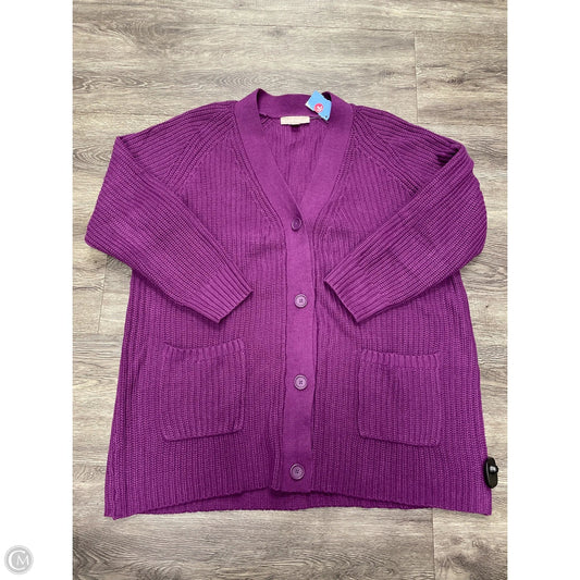 Sweater Cardigan By Woman Within In Purple, Size: 1x
