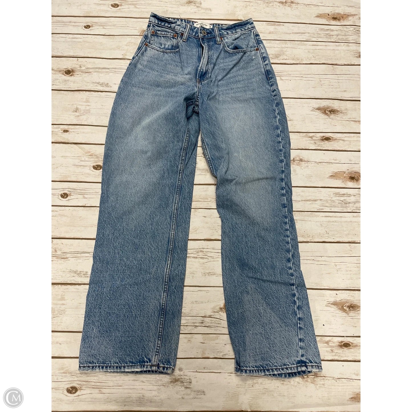 Jeans Wide Leg By Abercrombie And Fitch In Blue Denim, Size: 0