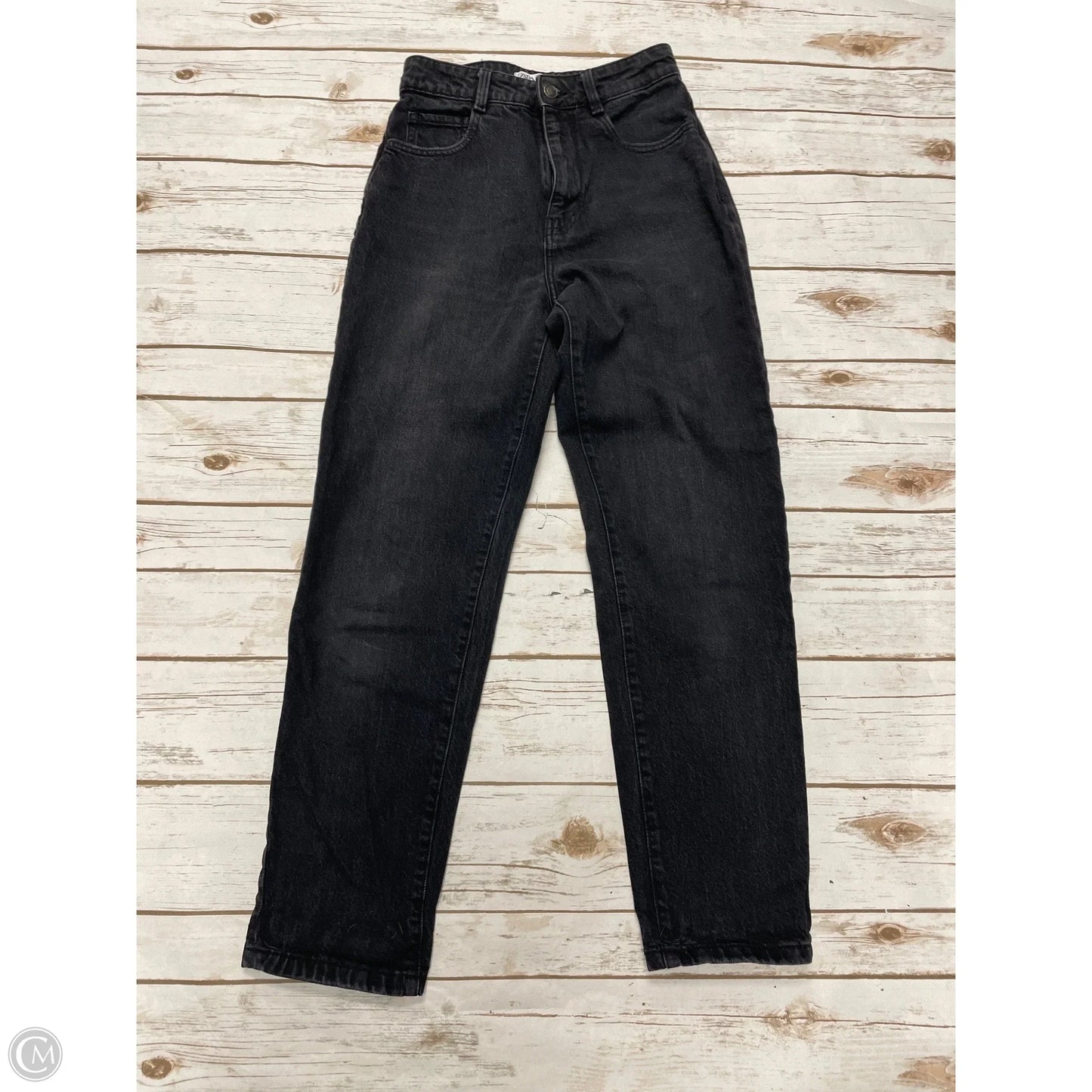 Jeans Straight By Zara In Black Denim, Size: 4