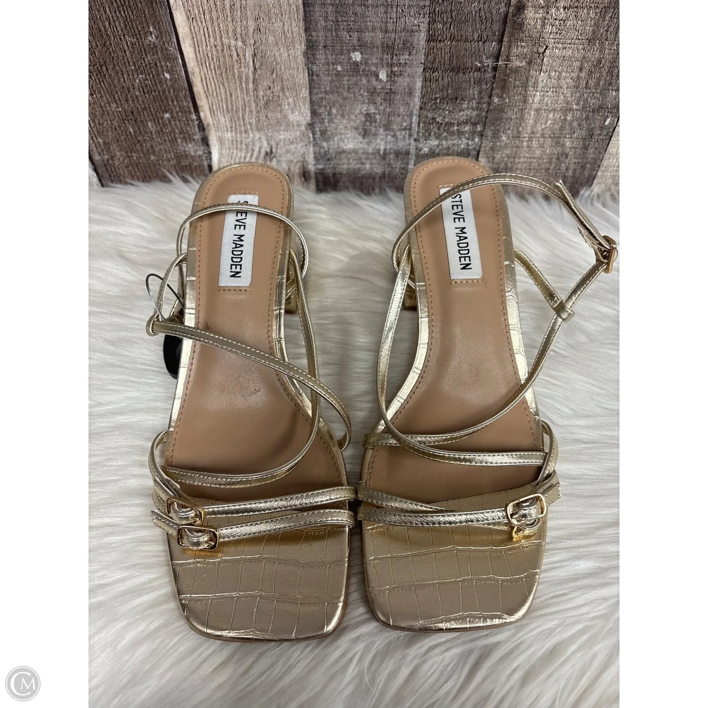 Sandals Heels Block By Steve Madden In Gold, Size: 7.5