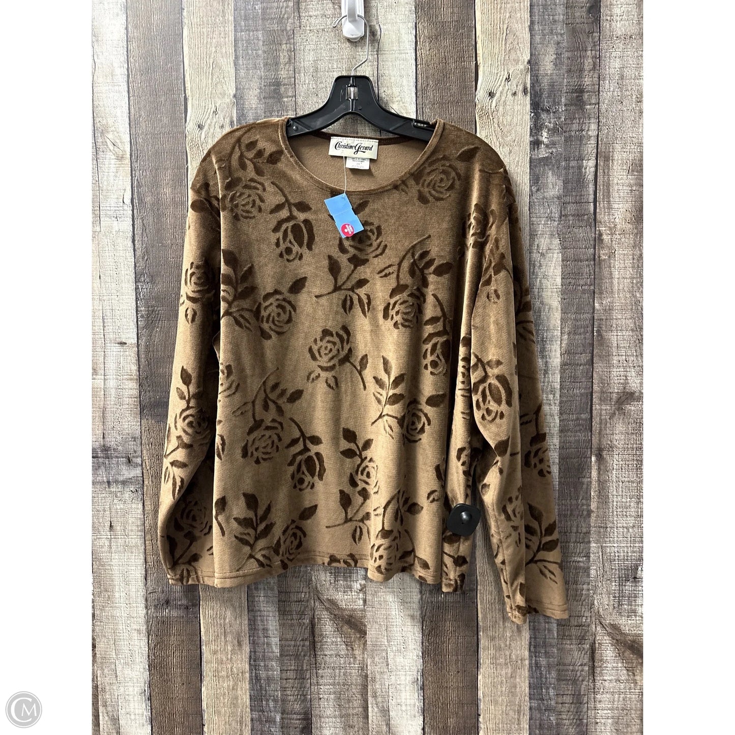 Top Long Sleeve By Cme In Brown, Size: 2x