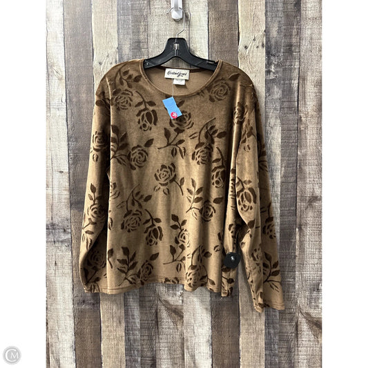 Top Long Sleeve By Cme In Brown, Size: 2x