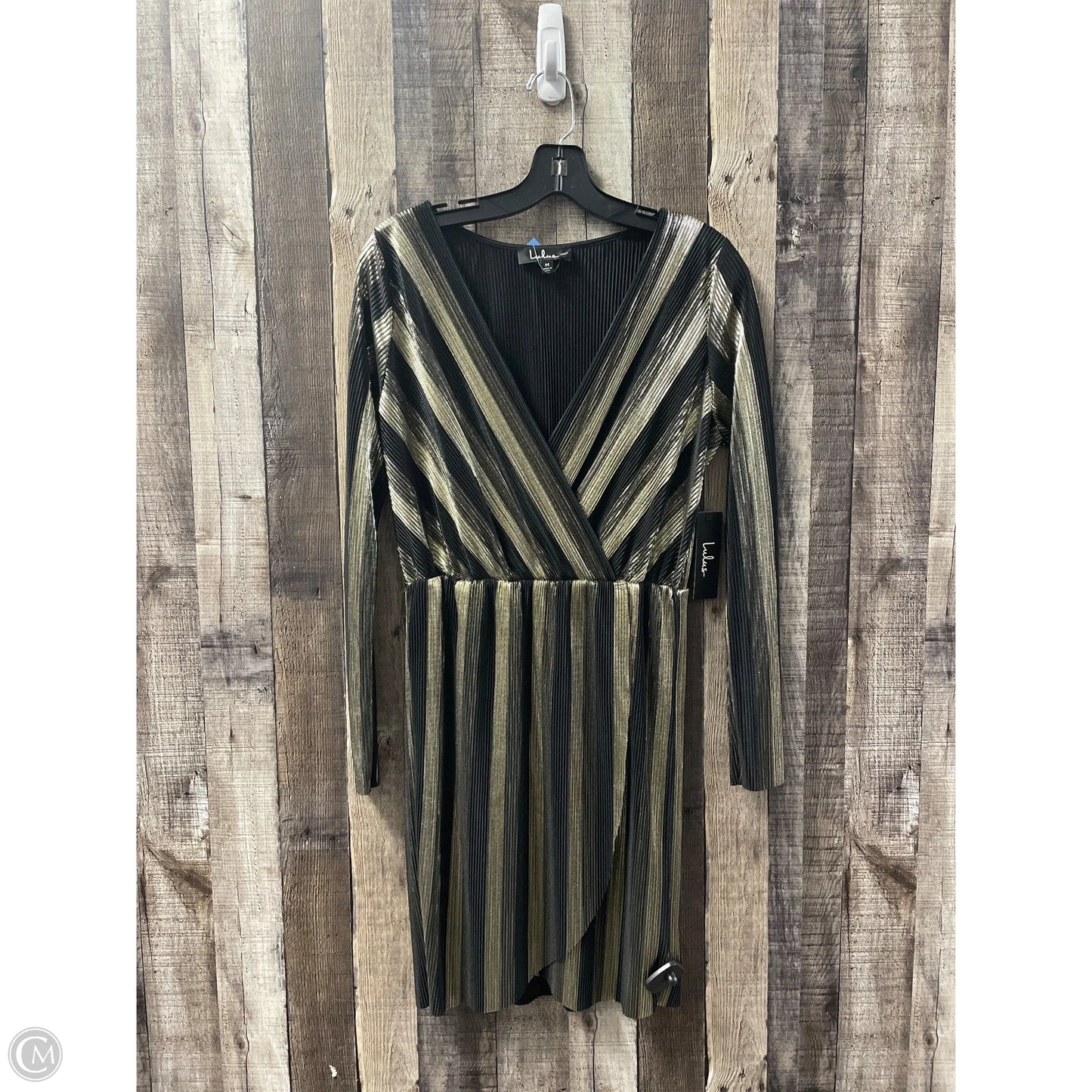 Dress Party Midi By Lulus In Black & Gold, Size: M