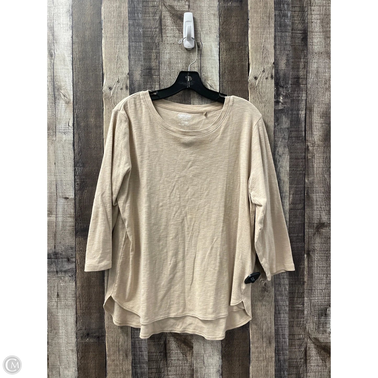 Top 3/4 Sleeve By Kirkland In Tan, Size: L