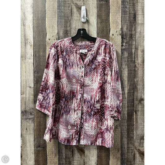 Top 3/4 Sleeve By D&co. In Animal Print, Size: M