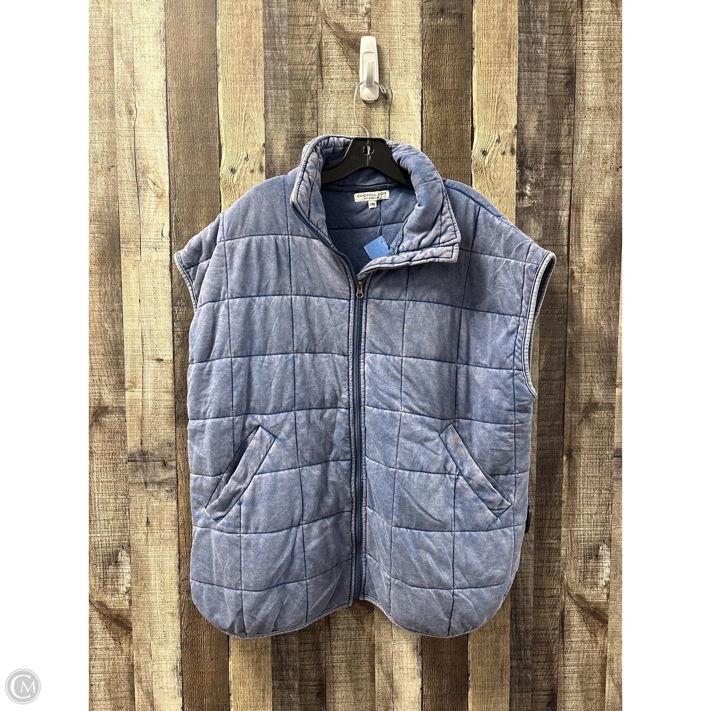 Vest Puffer & Quilted By Chicsoul In Blue, Size: 2x