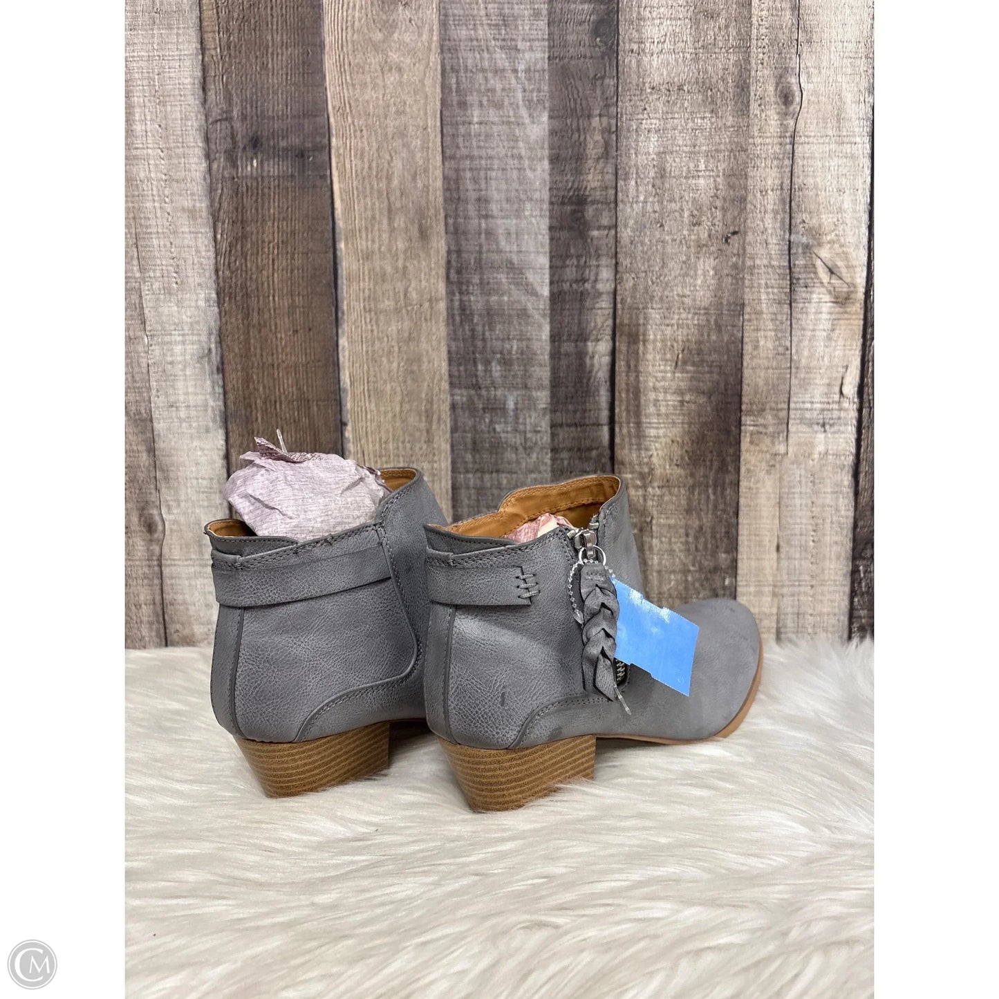 Boots Ankle Heels By Qupid In Grey, Size: 8.5