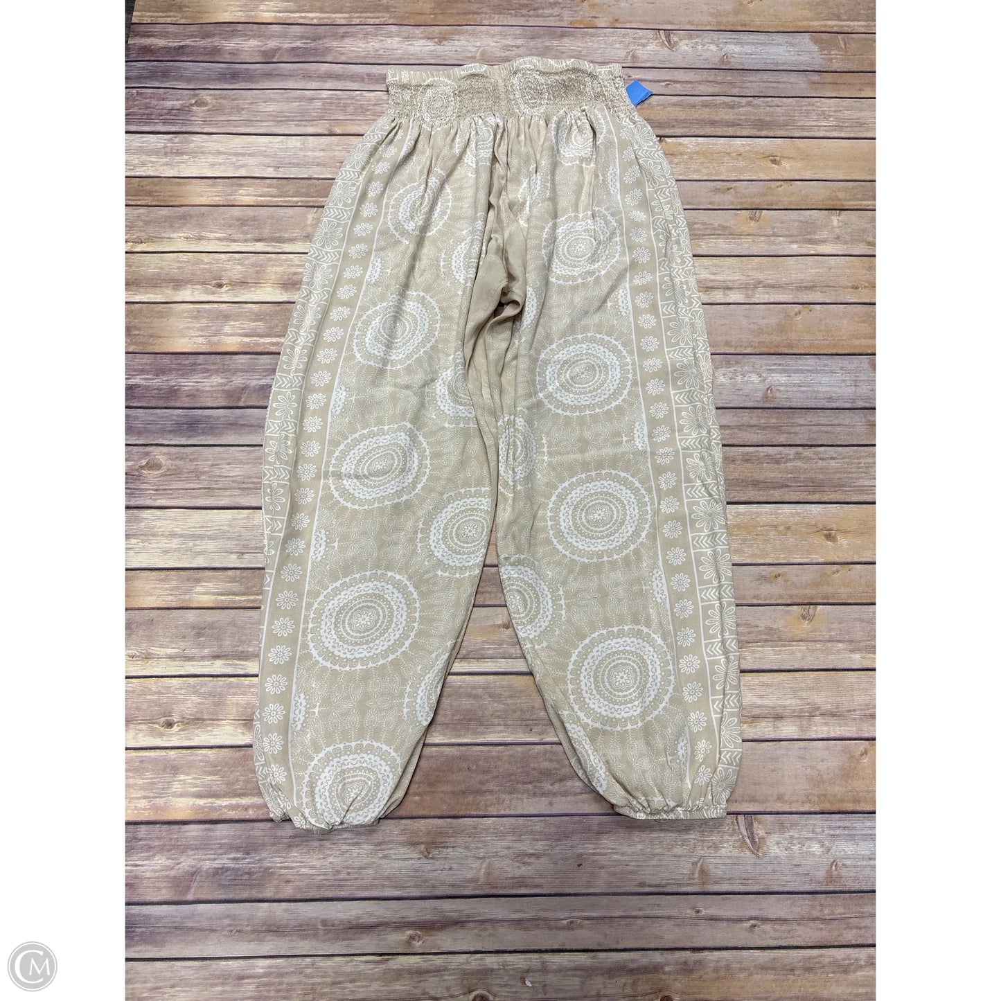 Pants Wide Leg By Cme In Cream & White, Size: L