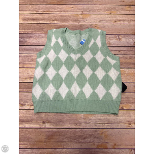 Vest Sweater By Shein In Green & White, Size: Xs