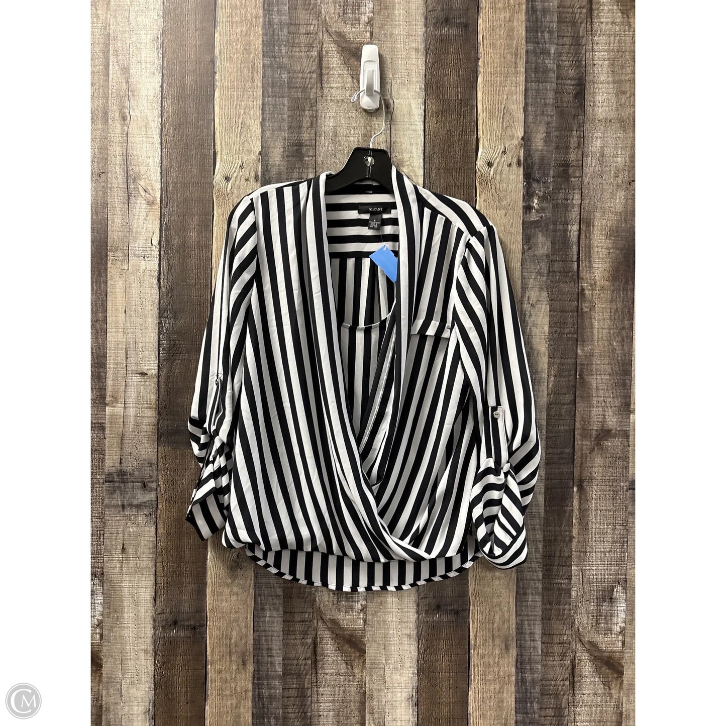 Top Long Sleeve By Alfani In Striped Pattern, Size: M