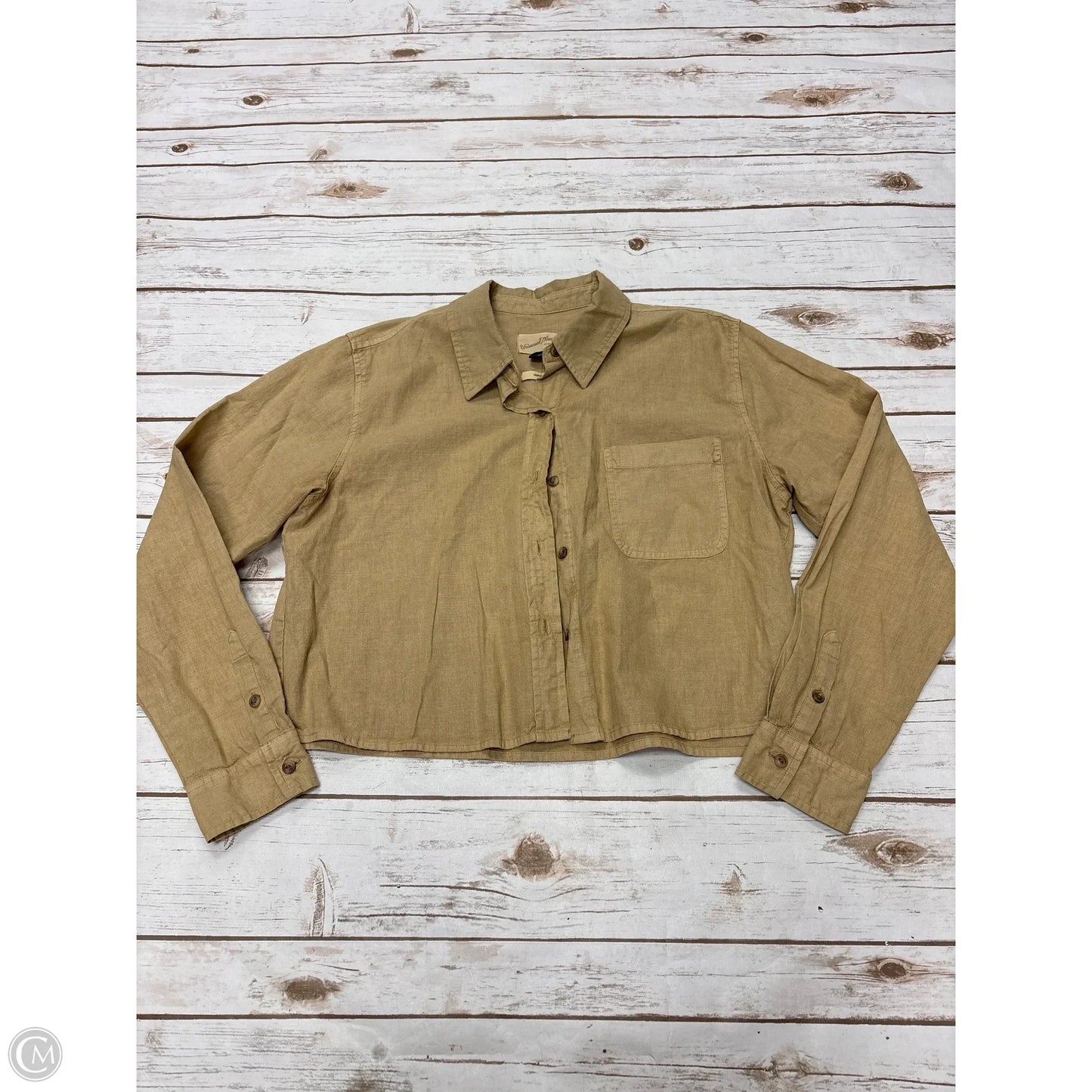 Top Long Sleeve By Universal Thread In Tan, Size: M