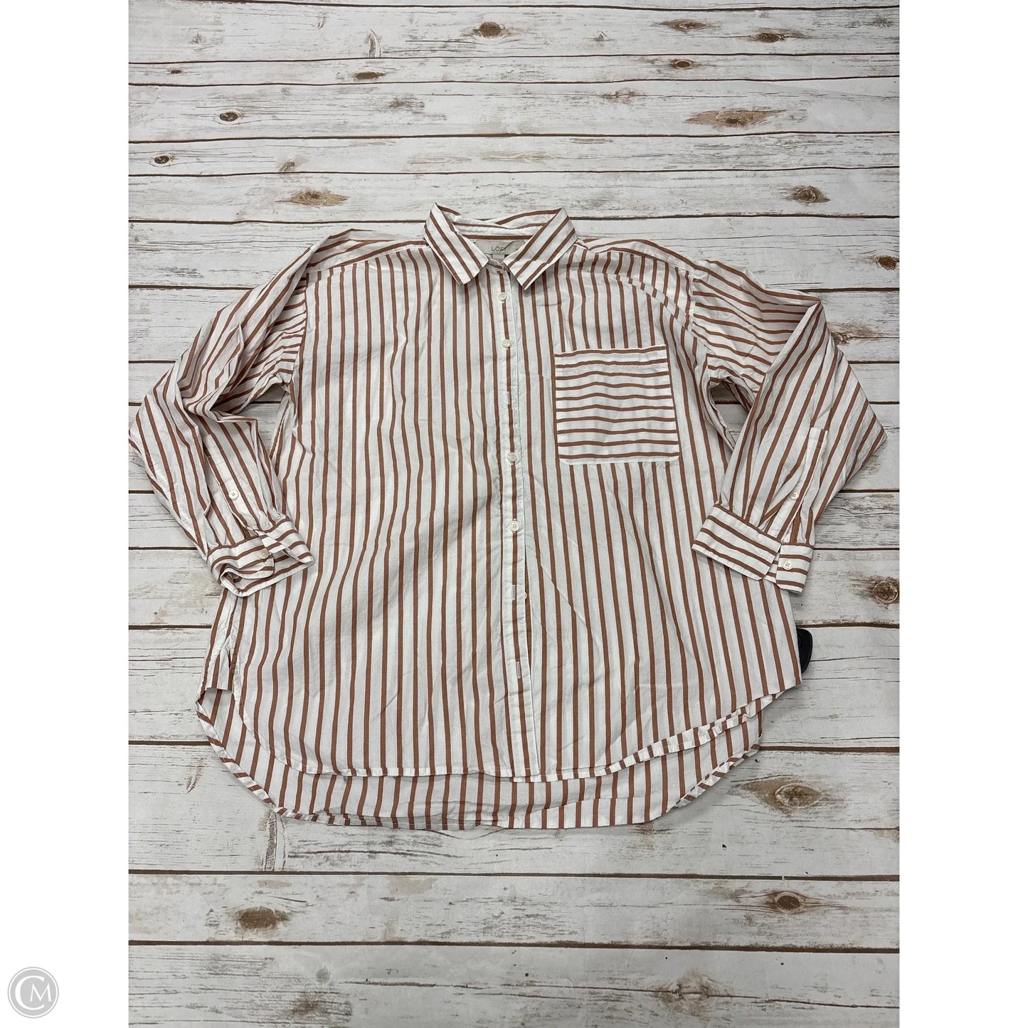Top Long Sleeve By Loft In Striped Pattern, Size: Lp