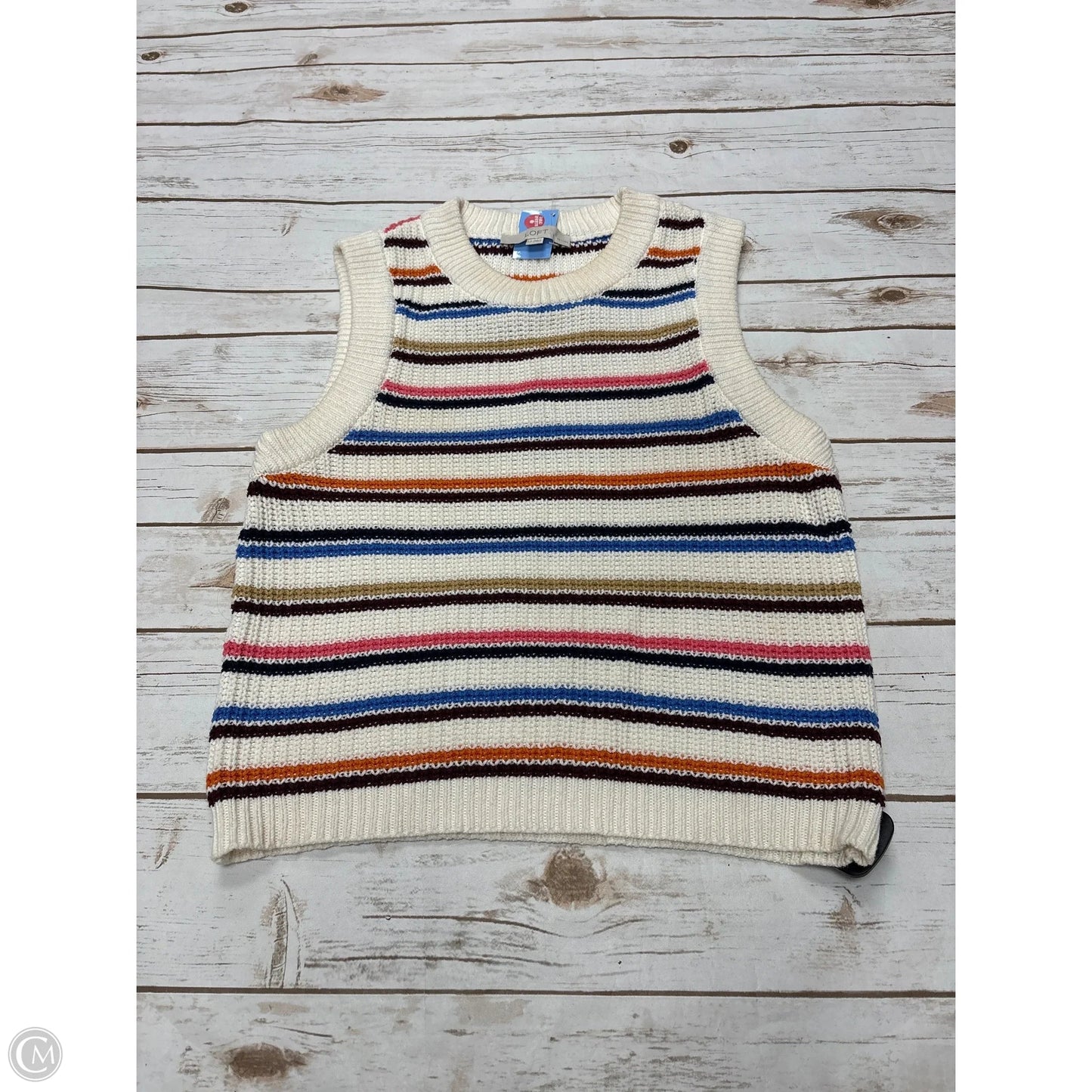 Top Short Sleeve By Loft In Striped Pattern, Size: L