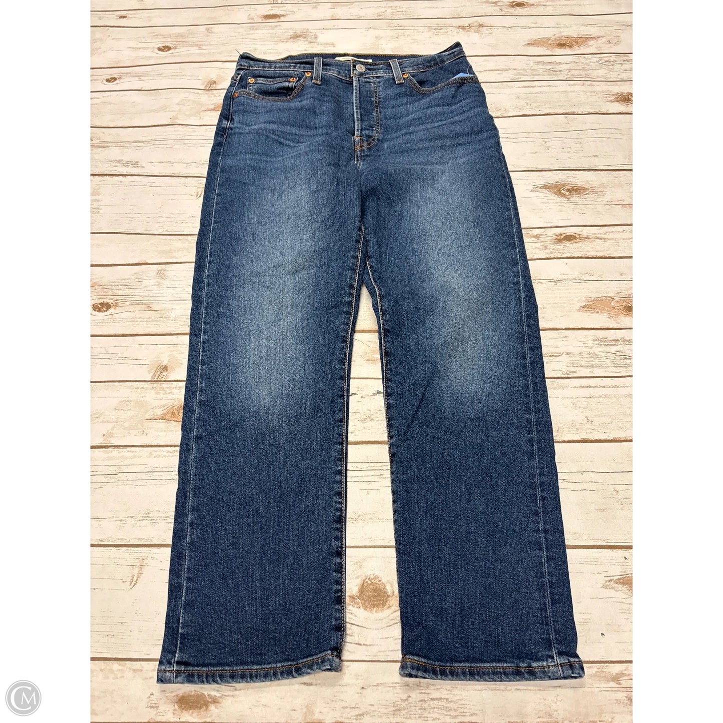 Jeans Straight By Levis In Blue Denim, Size: 12