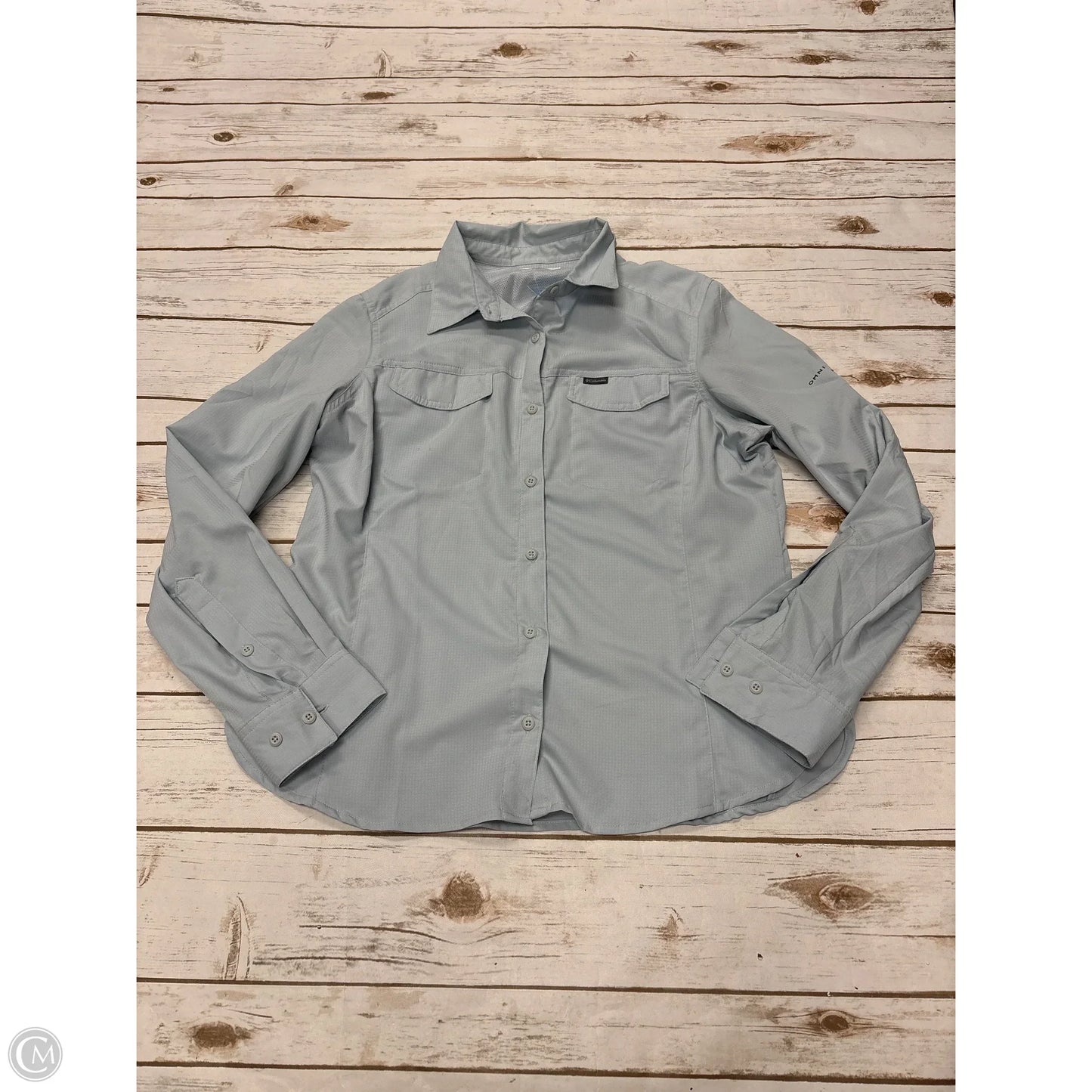 Athletic Top Long Sleeve Collar By Columbia In Blue, Size: L