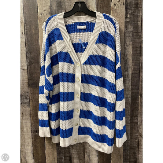 Sweater Cardigan By Sonoma In Blue & White, Size: 1x
