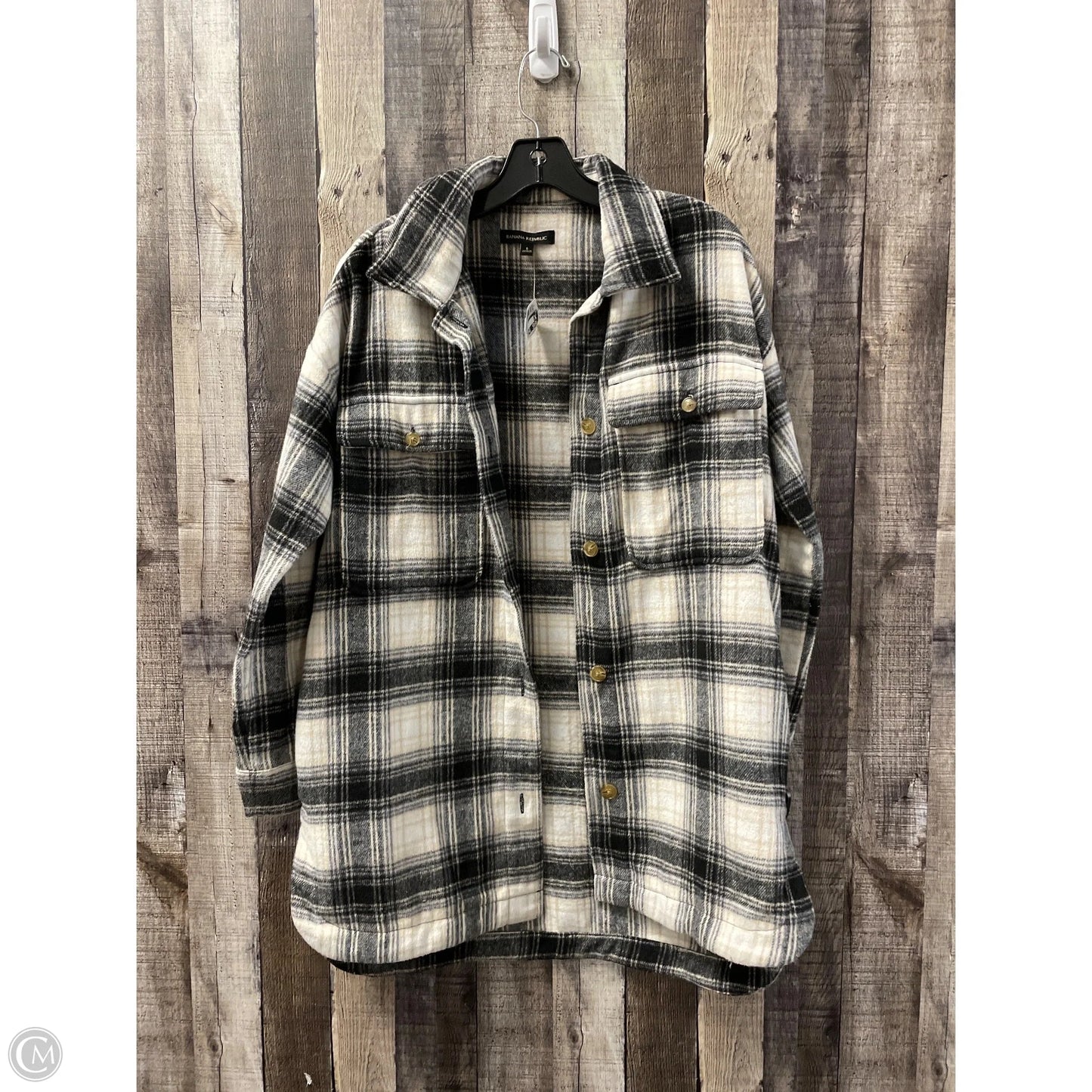 Jacket Fleece By Banana Republic In Plaid Pattern, Size: S