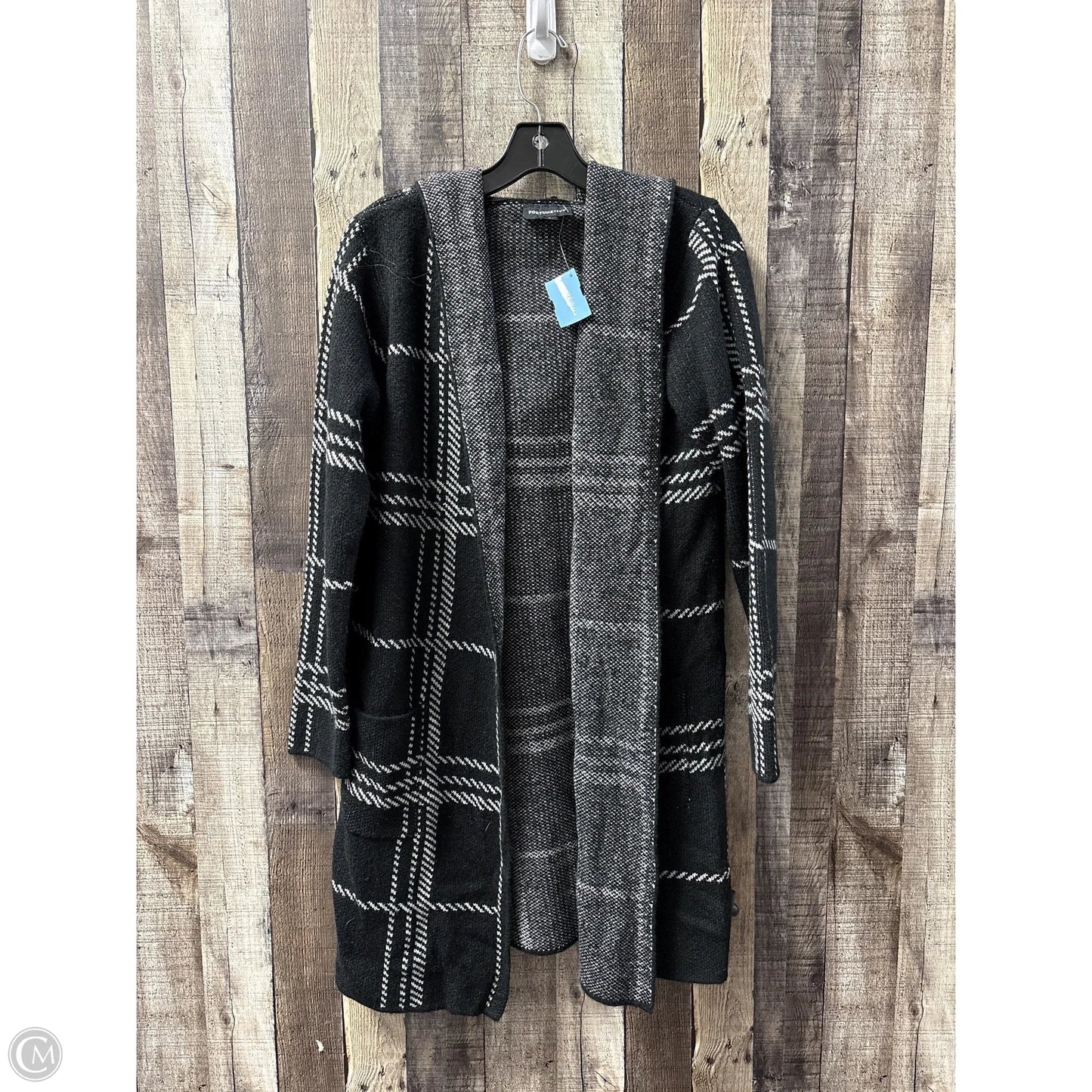 Sweater Cardigan By Fortune & Ivy In Black & White, Size: M