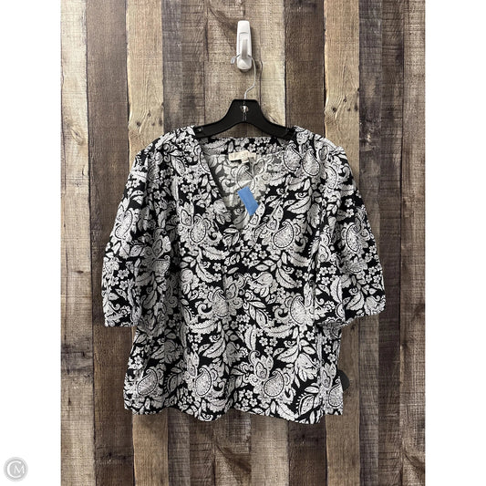 Top Short Sleeve By Loft In Black & White, Size: Xl