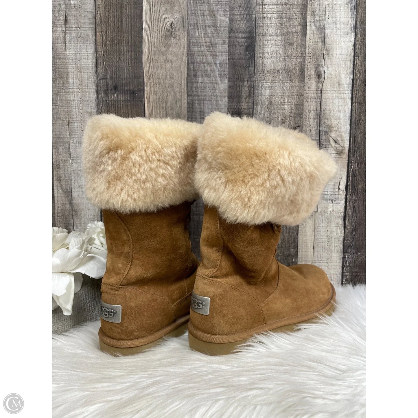 Boots Designer By Ugg In Brown, Size: 7