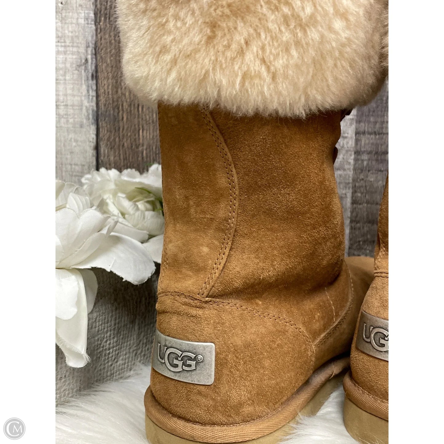 Boots Designer By Ugg In Brown, Size: 7