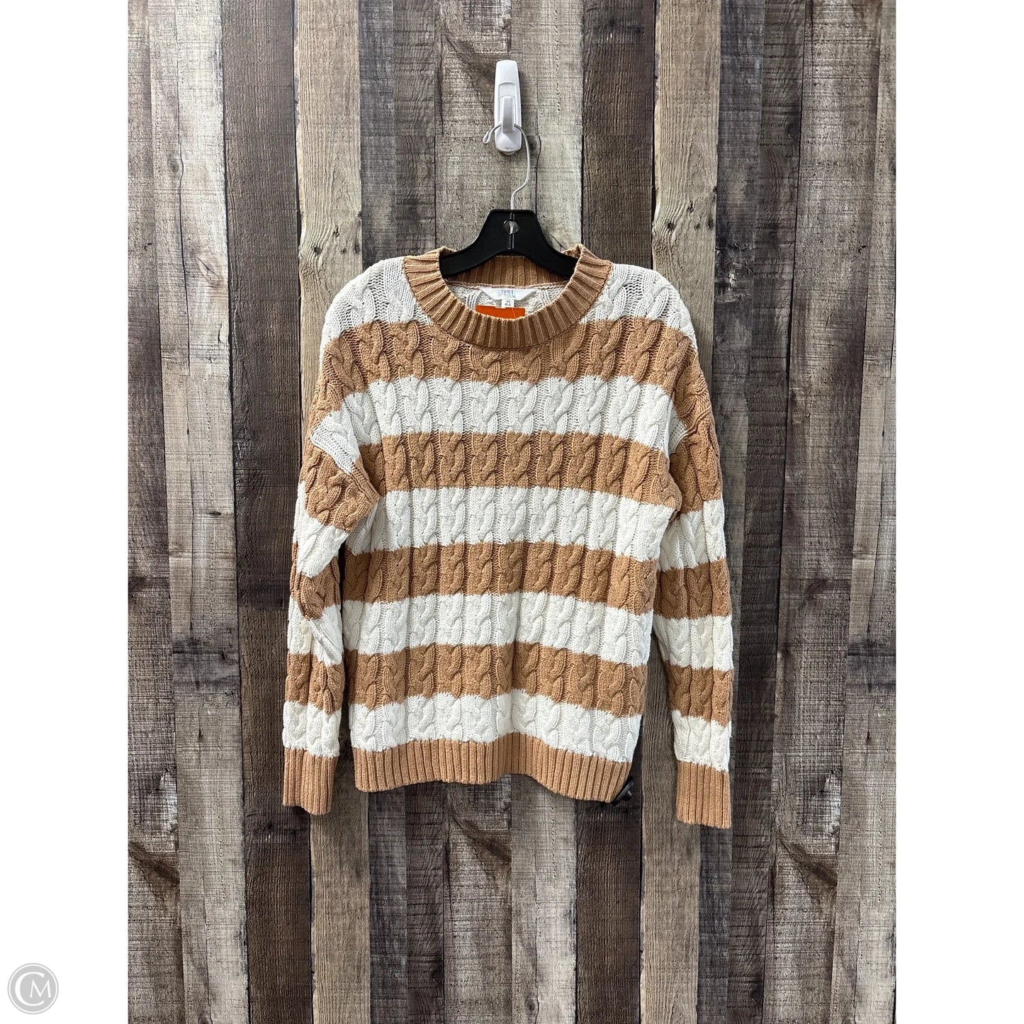 Sweater By Time And Tru In Tan & White, Size: Xs